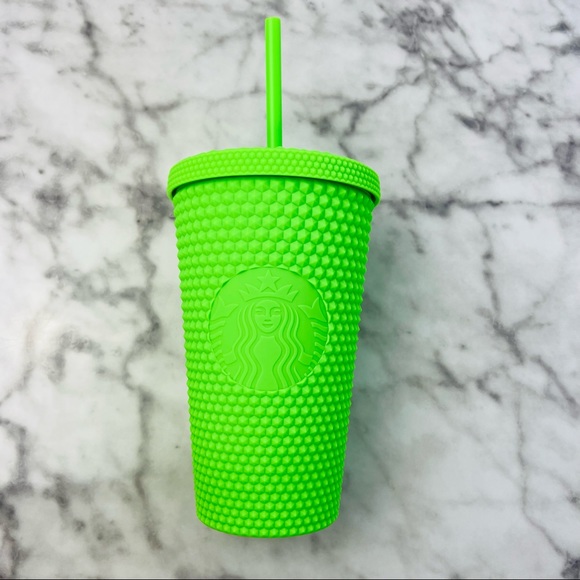 Starbucks Holiday Neon Lime Green Studded Cold Cup Tumbler